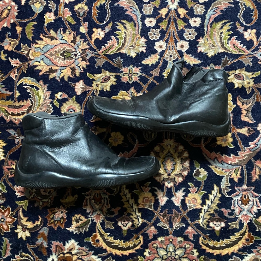 Black Leather Prada Sport Ankle Boots
